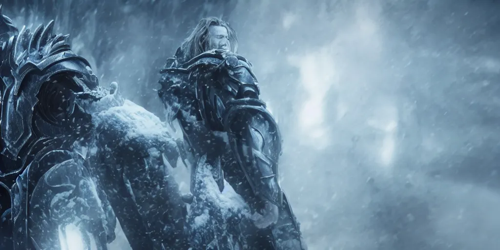 Image similar to arthas menethil movie frame, cinematic, high detail, cinematography, vfx, 8 k