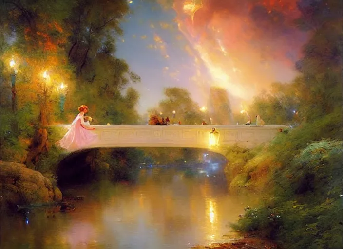 Prompt: river portal into the stars by vladimir volegov and alexander averin and delphin enjolras and daniel f. gerhartz and pierre auguste cot