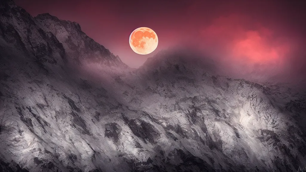 Image similar to amazing landscape photo of the moon by marc adamus, beautiful dramatic lighting