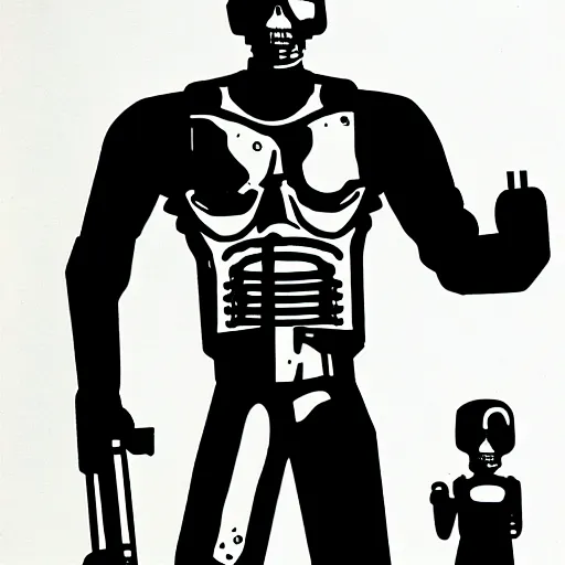 Image similar to children's drawing of the terminator ( 1 9 8 4 )