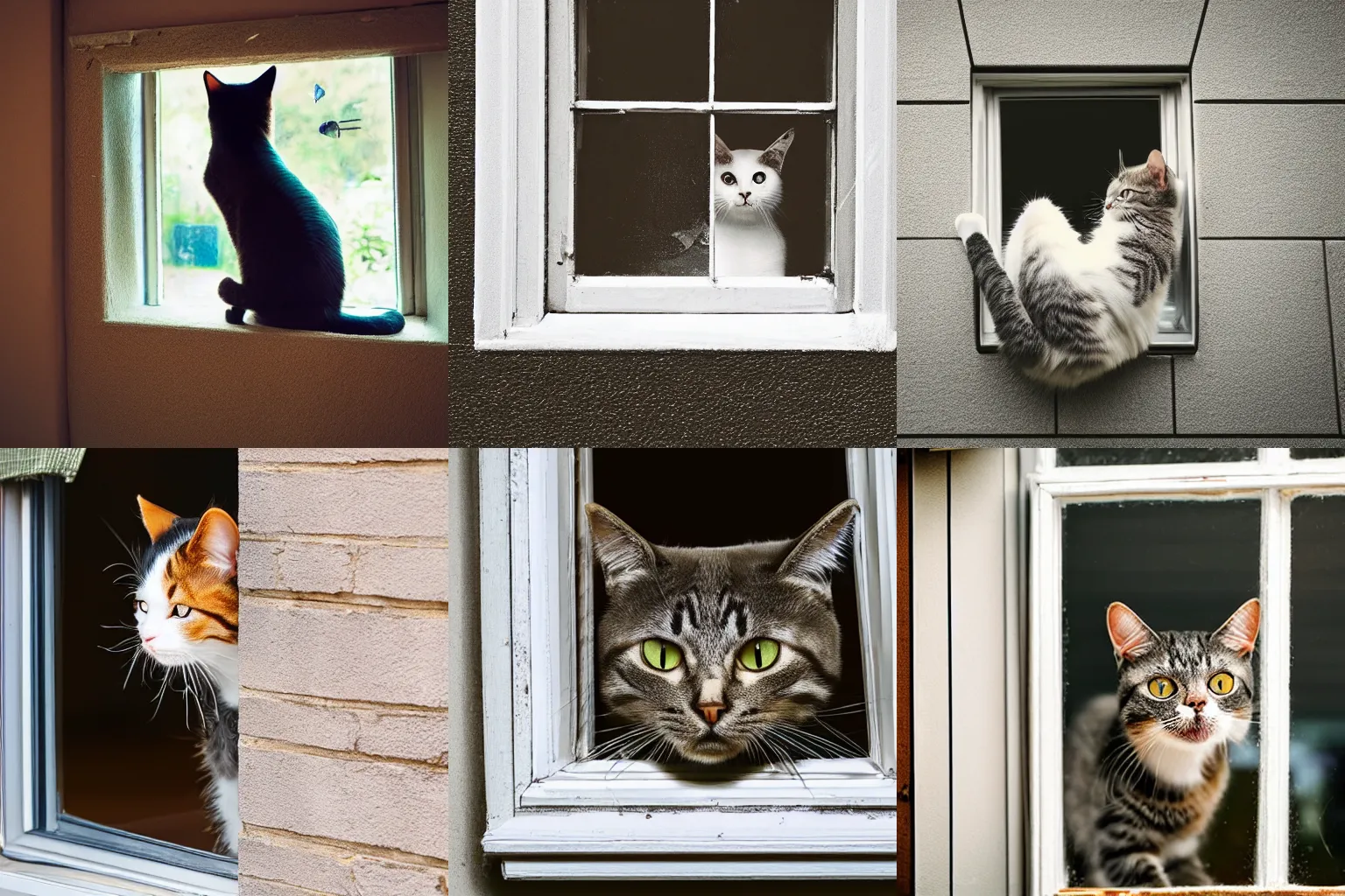 Prompt: a cat trying to open a window