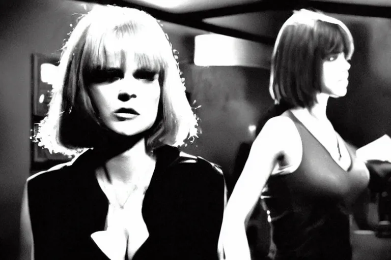 Prompt: pulp fiction fabienne in a still of the movie sin city ( 2 0 0 5 )