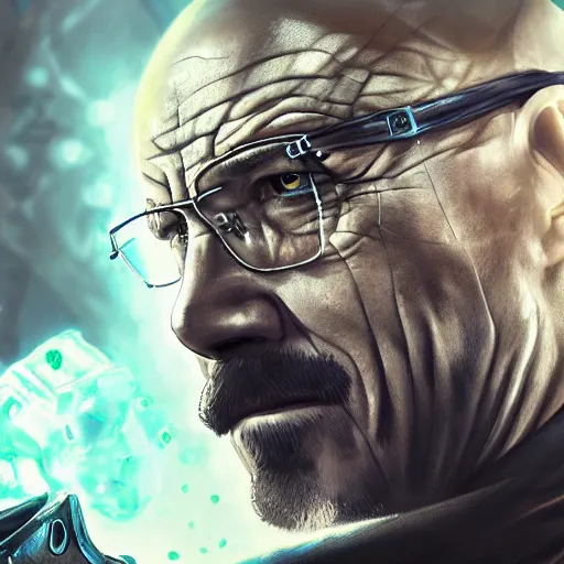 Prompt: Walter White, League of Legends amazing splashscreen artwork, Gears of War, splash art,natural light, elegant, photorealistic facial features, intricate, fantasy, detailed face, atmospheric lighting, anamorphic lens flare, cinematic lighting, league of legends splash art, hd wallpaper, ultra high details by Greg rutkowski