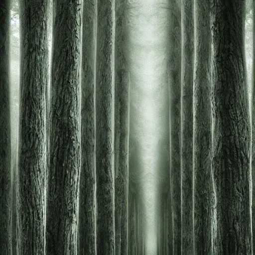 Image similar to endless forest of trees, highly detailed, ominous, vast