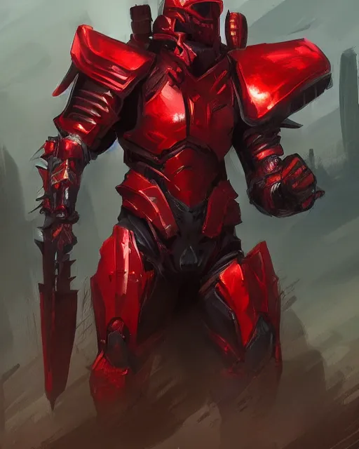 Image similar to hero armored in red, fantasy art, trending on artstation