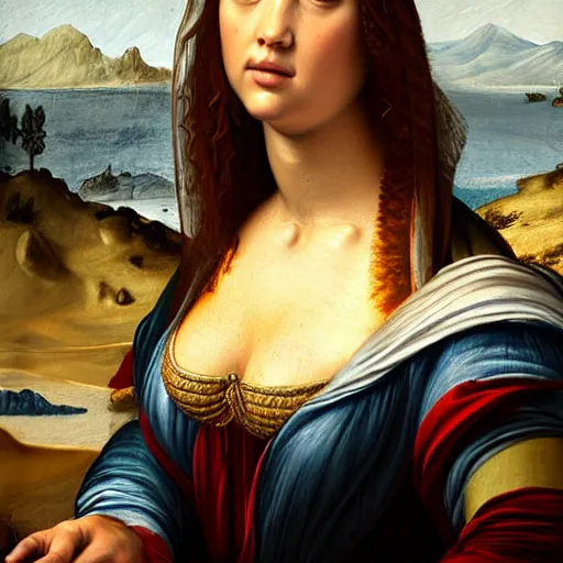 Prompt: a striking hyper real painting of Kate Upton by da Vinci.