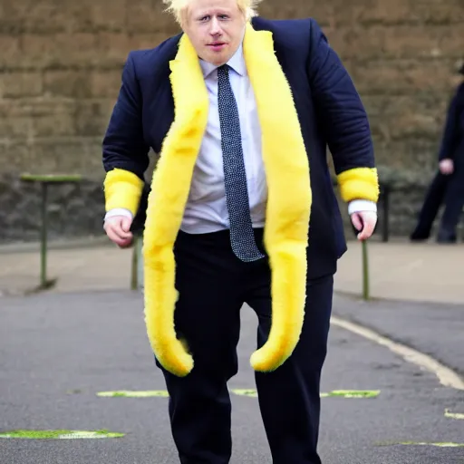 Prompt: boris johnson costumed like a banana, photo, 8 k