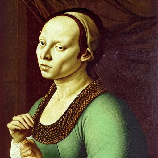 Prompt: a renaissance style portrait painting of frog