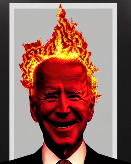 Image similar to joe biden made of fire