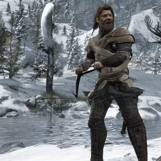 Prompt: willem dafoe in skyrim giant with a club