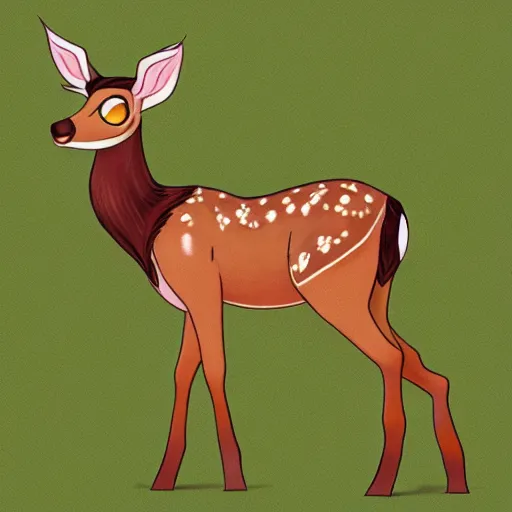 Image similar to a cel shaded full body deer, disney art, bambi