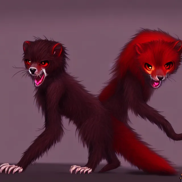 Image similar to furry - male - red - black - weasel - necromancer - fursona uhd ue 5 visual novel pc game expressions