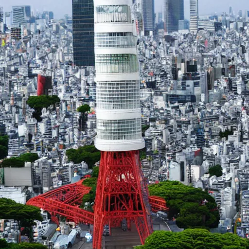 Image similar to giant cat monster destroys tokyo tower