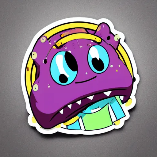 Image similar to cute monster skateboarding, sticker art, cronobreaker, graffiti, skateboard art, beeple, @ cronobreak on twitter. com,