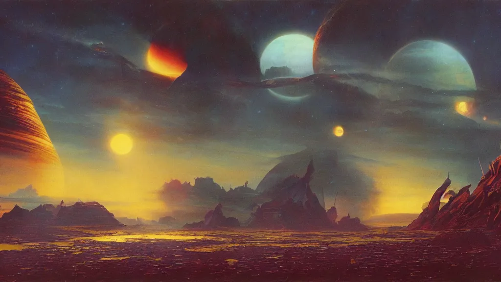 Image similar to alien planet, an empire in upheaval by arthur haas and bruce pennington, cinematic matte painting