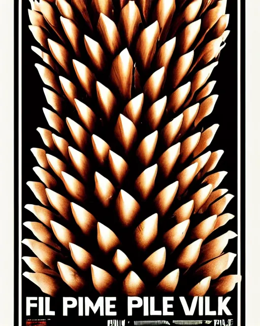 Image similar to a poster of stanley kubrick film full metal pine cone