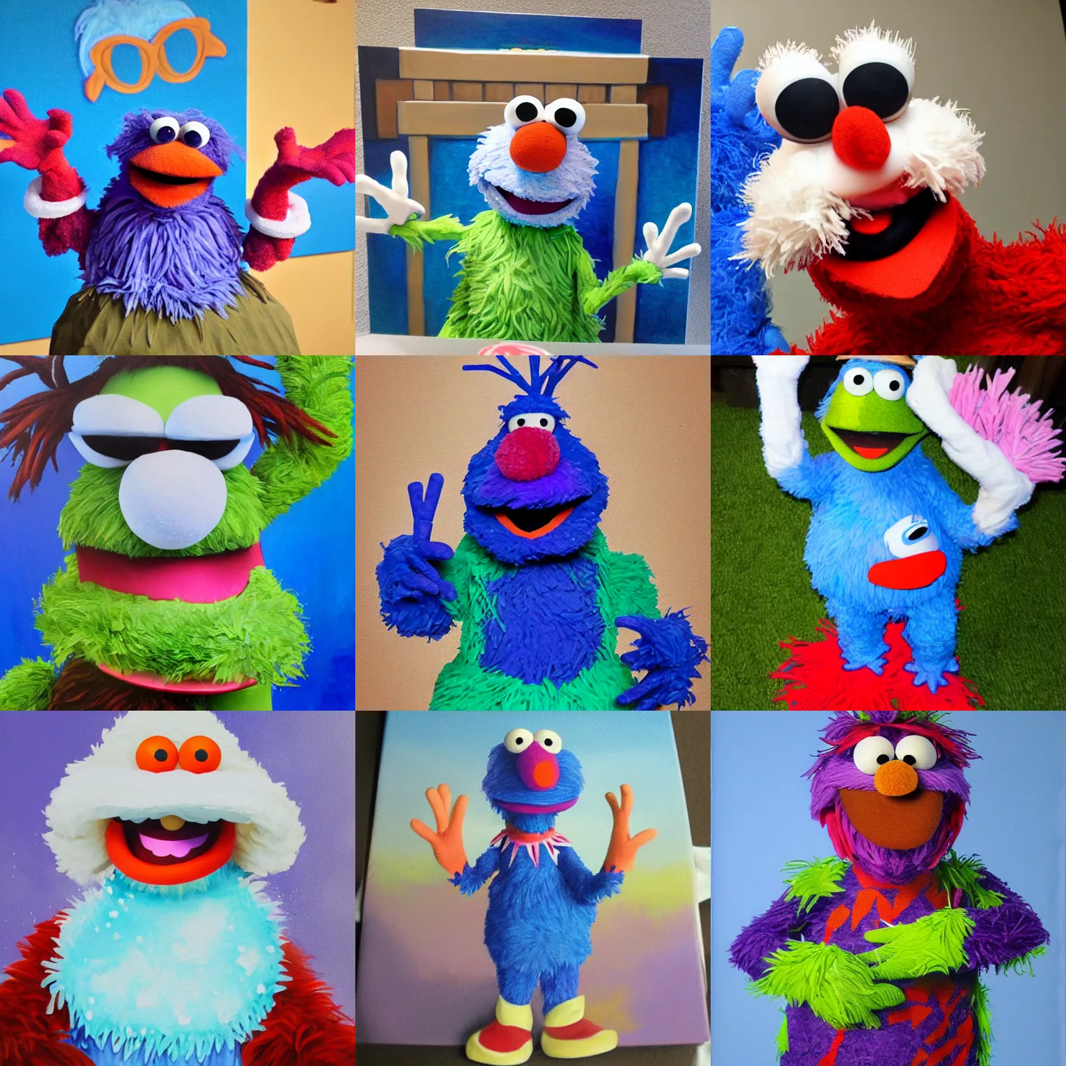 Prompt: grover the muppet dressed in an olaf costume, silly, watercoor painting, detailed