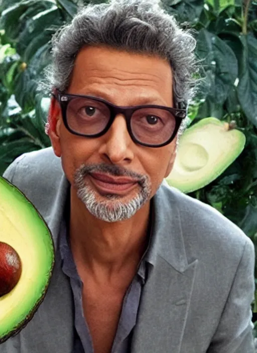 Image similar to jeff goldblum hidden in an avocado