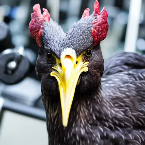 Image similar to a chicken at the gym