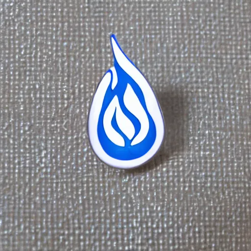 Image similar to a diamond enamel pin depicting a minimalistic clean fire flames warning label, smooth curves