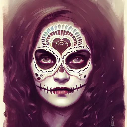 Image similar to portrait, day of the dead girl by petros afshar, hyper real, laurie greasley, jc leyendecker and singer sargent