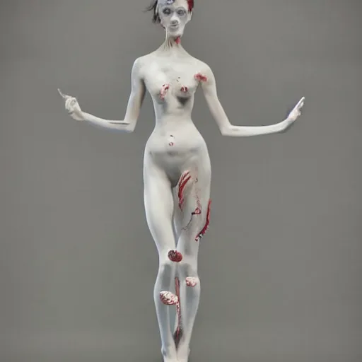 Image similar to 3 d sculpture of porcelain woman surrounded by plankton by kim jung gi