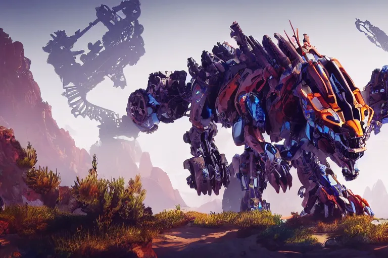 Image similar to clawstrider machine mecha animal beast robot of horizon forbidden west horizon zero dawn bioluminiscence global illumination ray tracing hdr fanart arstation by sung choi and eric pfeiffer and gabriel garza and casper konefal