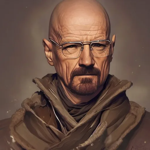 Image similar to walter white, d & d, fantasy, intricate, elegant, highly detailed, digital painting, artstation, concept art, matte, sharp focus, illustration, hearthstone, art by artgerm and greg rutkowski and alphonse mucha