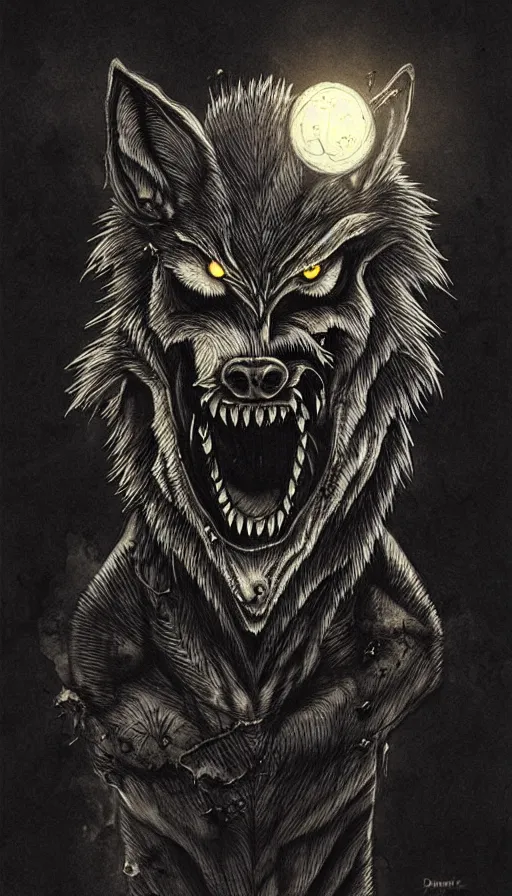 Prompt: angry zombie wolf in the night, by daniele caruso, benediktus budi