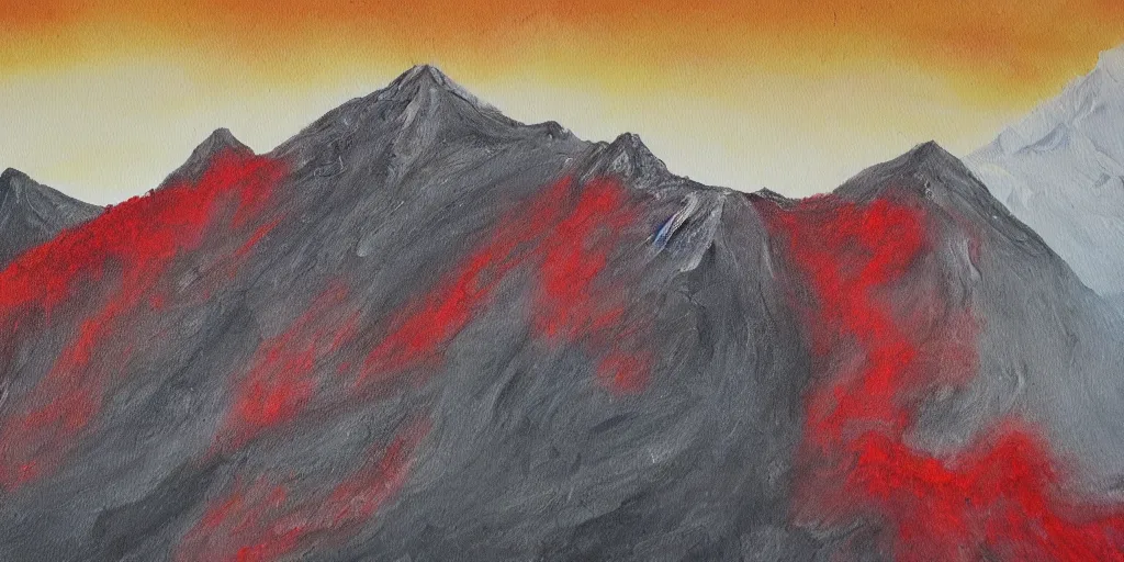 Prompt: detailed painting of a bleeding mountain