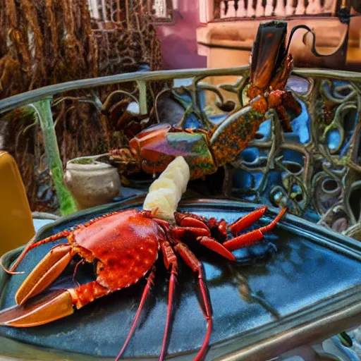 Image similar to lobster smoking gaudi style