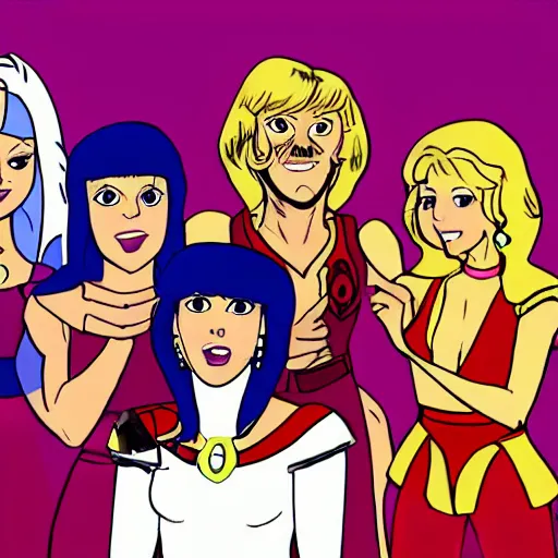 Prompt: The four members of the band ABBA as characters in She-Ra and the princesses of power