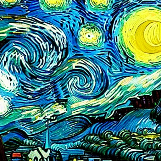 Prompt: ninja turtles, van gogh starry night style