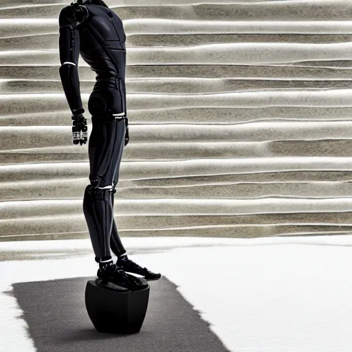 Image similar to a realistic detailed photo of a guy who is an attractive humanoid who is half robot and half humanoid, who is a male android, soccer player martin ødegaard, shiny skin, posing like a statue, blank stare, by the pool, on display, showing off his muscles, humanoid robot, frozen ice statue