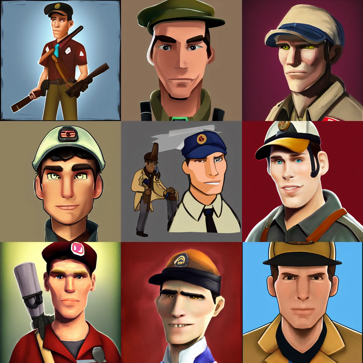 Prompt: portrait of jerma985 as scout from team fortress 2