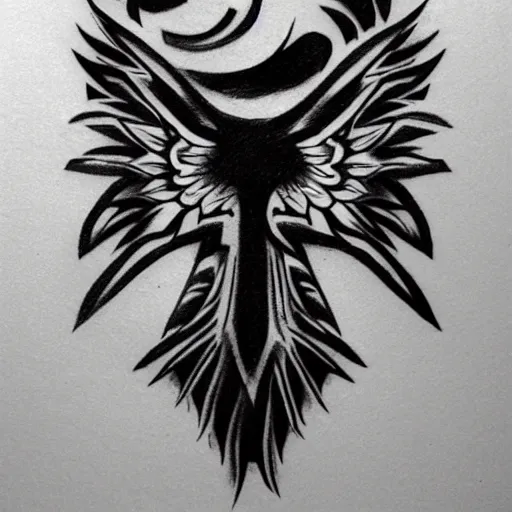 Image similar to tattoo sample stencil. pencil sketch, black and white, hawk