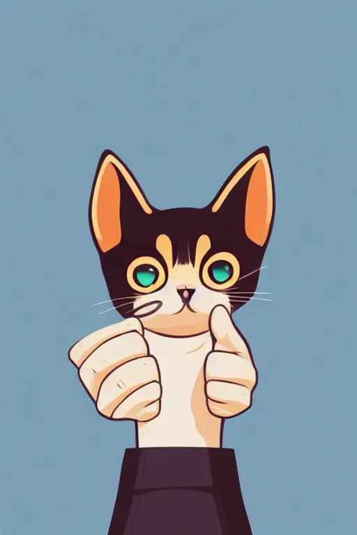 Prompt: a cat with thumbs up, clean cel shaded vector art. shutterstock. behance hd by lois van baarle, artgerm, helen huang, by makoto shinkai and ilya kuvshinov, rossdraws, illustration