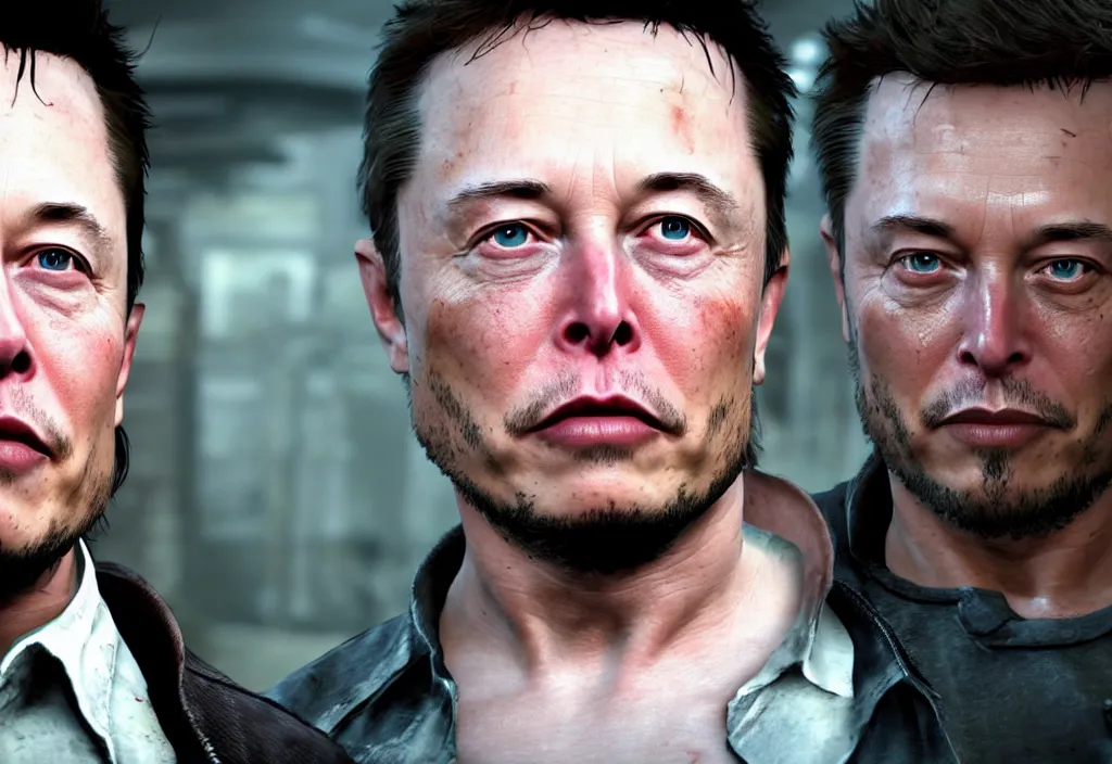 Image similar to elon musk in the last of us, elon musk in the video game in the last of us, gameplay screenshot, close up, 3 d rendering. unreal engine. amazing likeness. very detailed.