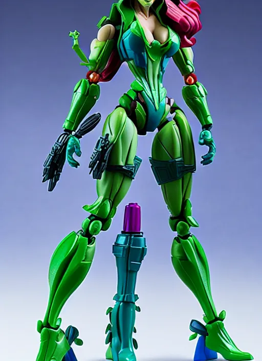 Image similar to Transformers Poison Ivy action figure from Transformers: Kingdom, symmetrical details, by Hasbro, Takaratomy, Don Bluth, tfwiki.net photography, product photography, official media