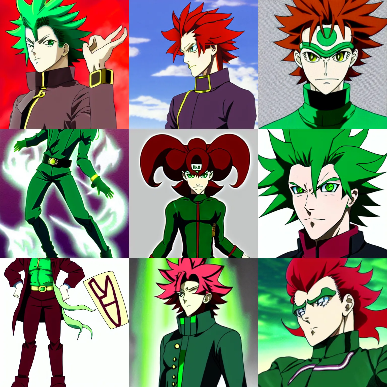 Prompt: noriaki kakyoin from stardust crusaders anime