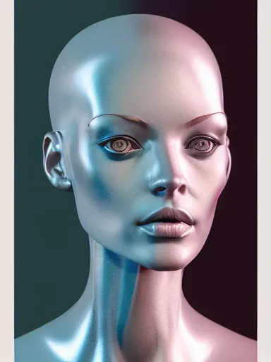 Image similar to a gorgeous concept art drawing of a female cybernetic mannequin, soft lighting, realistic, smooth face, 8 k high definition, insanely detailed, intricate, elegant, trending on artstation, vaporwave synthwave 1 9 8 0 s sci - fi art style. influenced by chris fodd and chris moore and vincent di fate