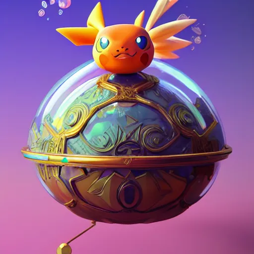 Image similar to fishbowl pokemon:: by beeple and James Gilleard and Justin Gerard :: ornate, dynamic, particulate, intricate, elegant, highly detailed, centered, artstation, smooth, sharp focus, photoreal octane render, 3d