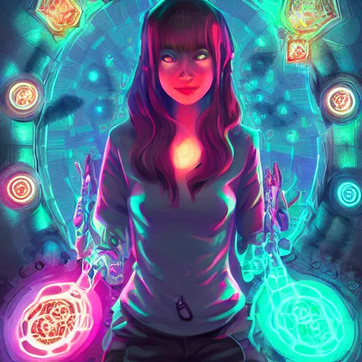 Image similar to skill magic geek inside matrix deepdream radiating a glowing aura stuff loot legends stylized digital illustration video game icon artstation lois van baarle, ilya kuvshinov, rossdraws,