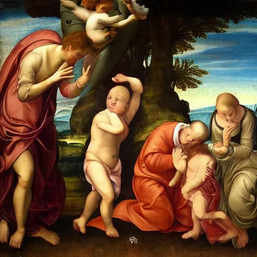 Prompt: a Renaissance painting with UFOs