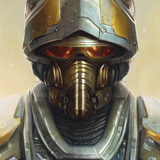 Image similar to the doomslayer as a realistic scifi cyberpunk knight, closeup portrait art by donato giancola and greg rutkowski, vintage retro scifi, realistic face, digital art, trending on artstation, symmetry!!!