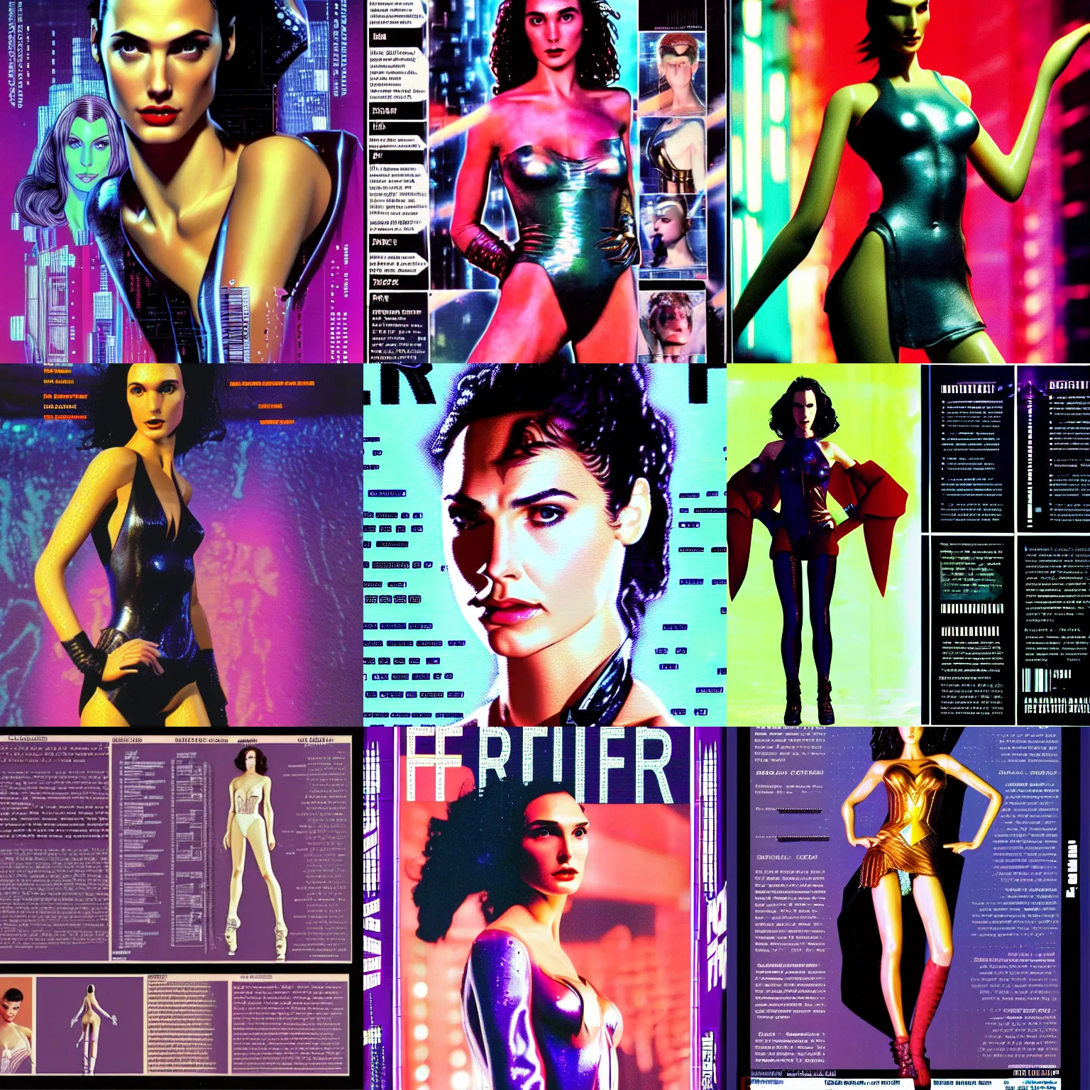 Prompt: beautiful character design reference sheet extreme closeup portrait photo of 1990s frontiers in human dance fashion magazine September retrofuturism blade runner gal gadot edition, highly detailed, tilt shift 3/4 background, focus on model, tendu pose, soft lighting