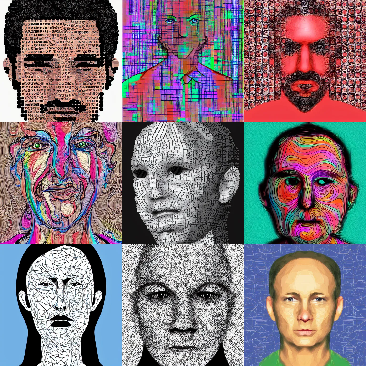 Prompt: character face portrait. Generative A.I. artwork. GAN.