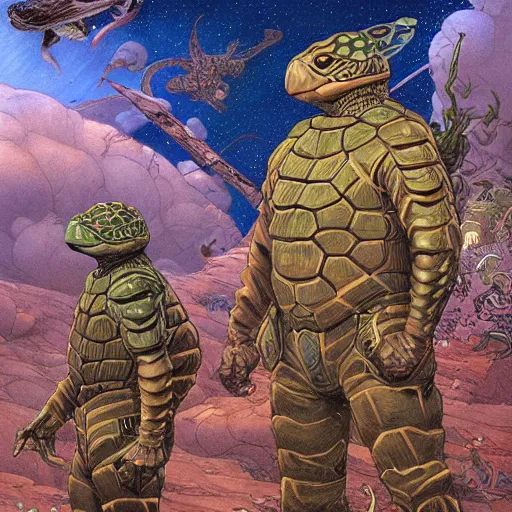 Prompt: Turtle warrior, by Donato Giancola and Victo Ngai