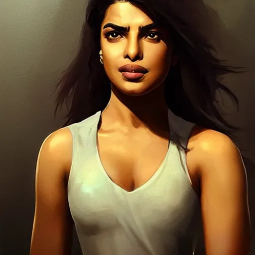 Image similar to “ portrait of priyanka chopra by greg rutkowski, young, attractive, highly detailed portrait, scifi, digital painting, artstation, concept art, smooth, sharp foccus ilustration, artstation hq ”