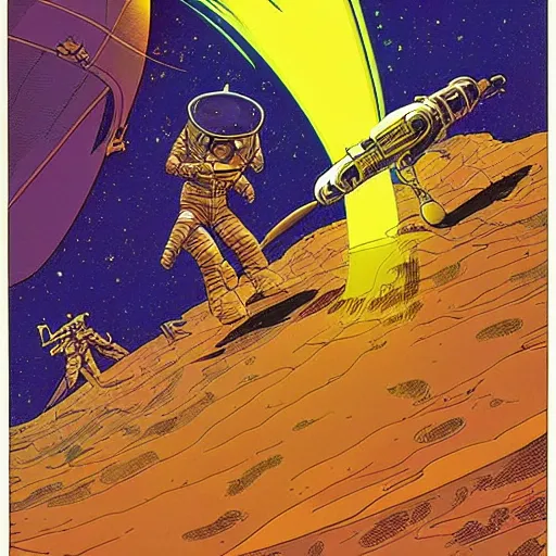 Image similar to a spacefight | jean giraud moebius